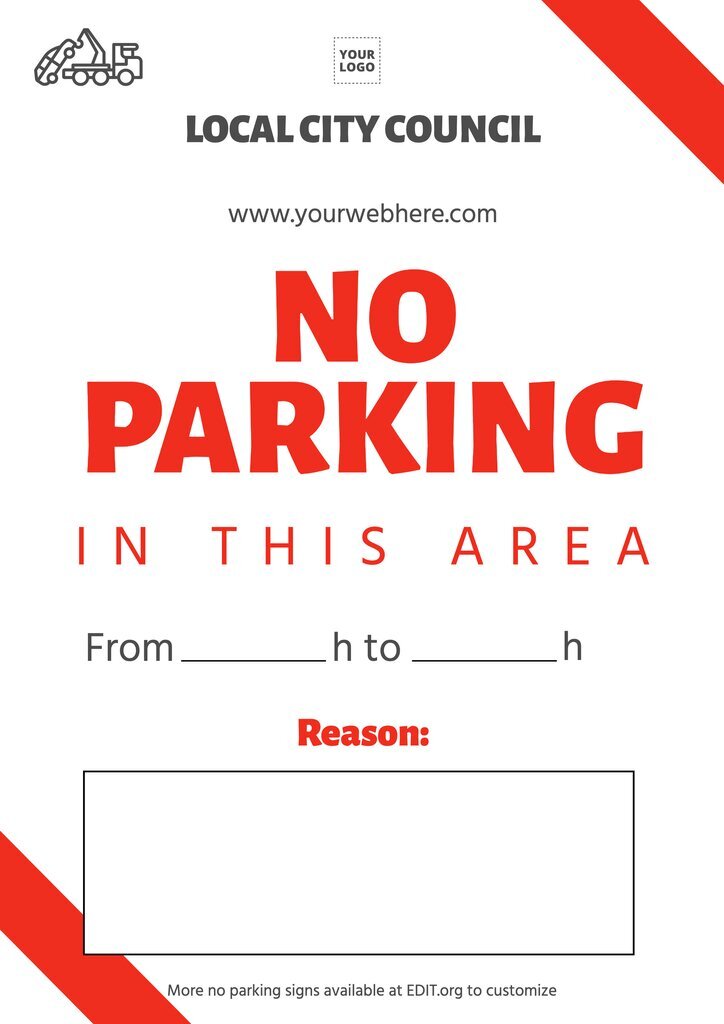 Customizable no parking construction signs to print
