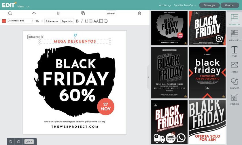 Editor grafico online con carteles de Black Friday