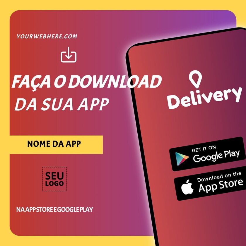 Flyer digital personalizável para descarregar a aplicação