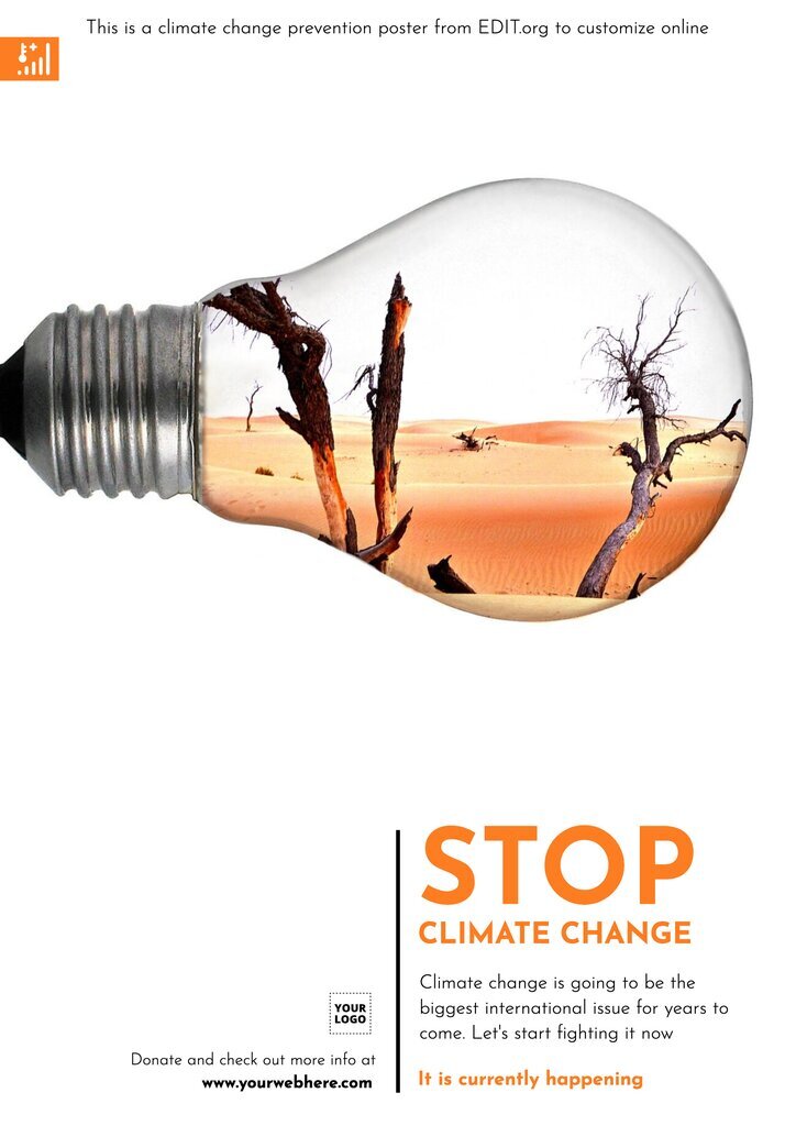 Bewerkbare poster over het redden van de aarde tegen de opwarming van de aarde