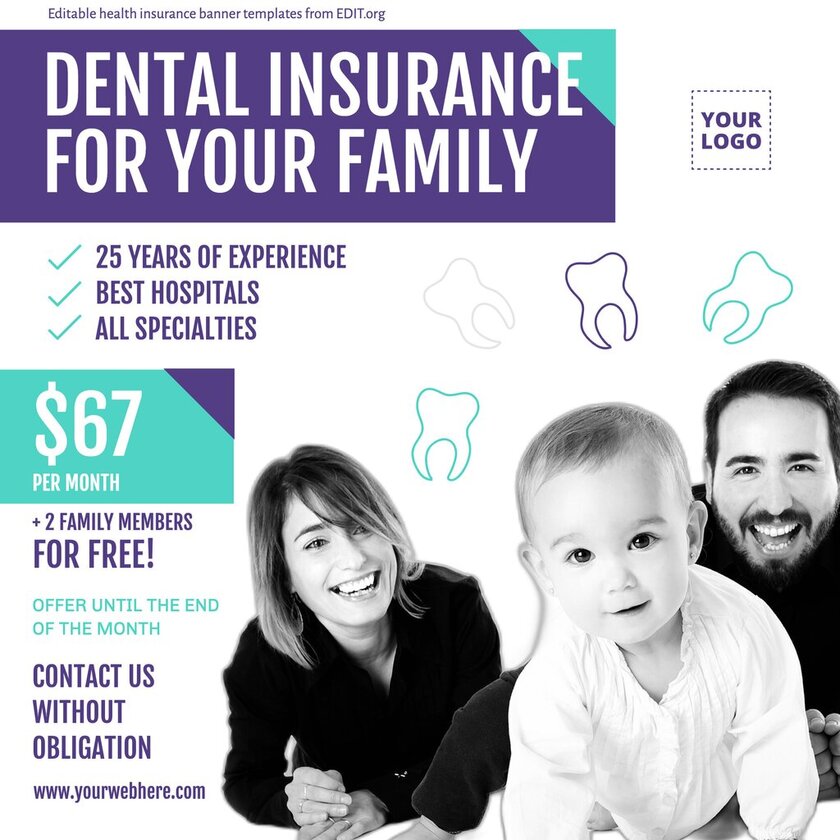 Modelli di banner editabili per assicurazioni dentistiche