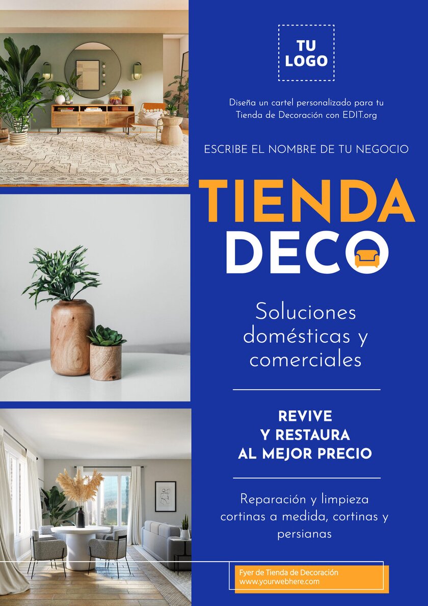 Crea carteles sobre diseño de interiores de casas gratis