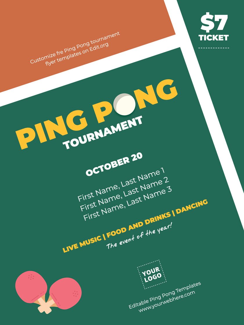 Customizable table tennis tournament flyer template