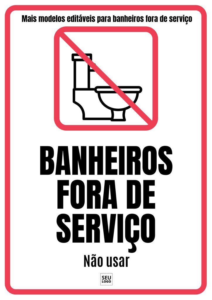 Cartaz de sanitário (WC) fora de serviço, personalizável on-line e imprimível