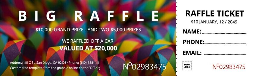 Raffle ticket template ideas for a facebook or online ideas