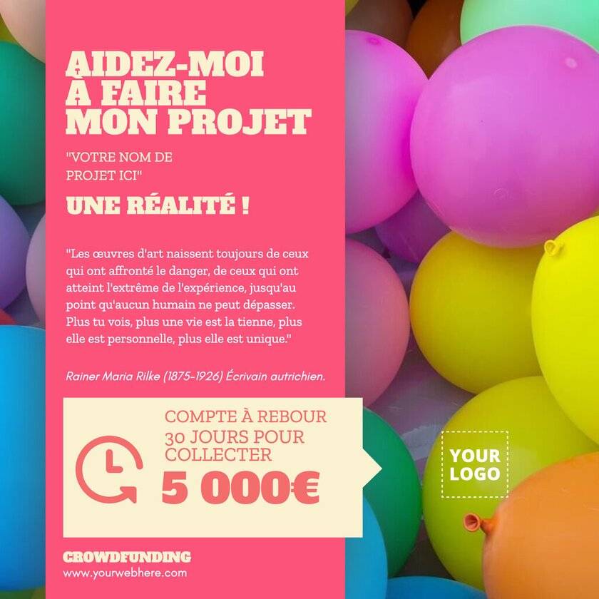 modèle rouge et avec des ballons éditable pour campagne de crowdfunding de projet