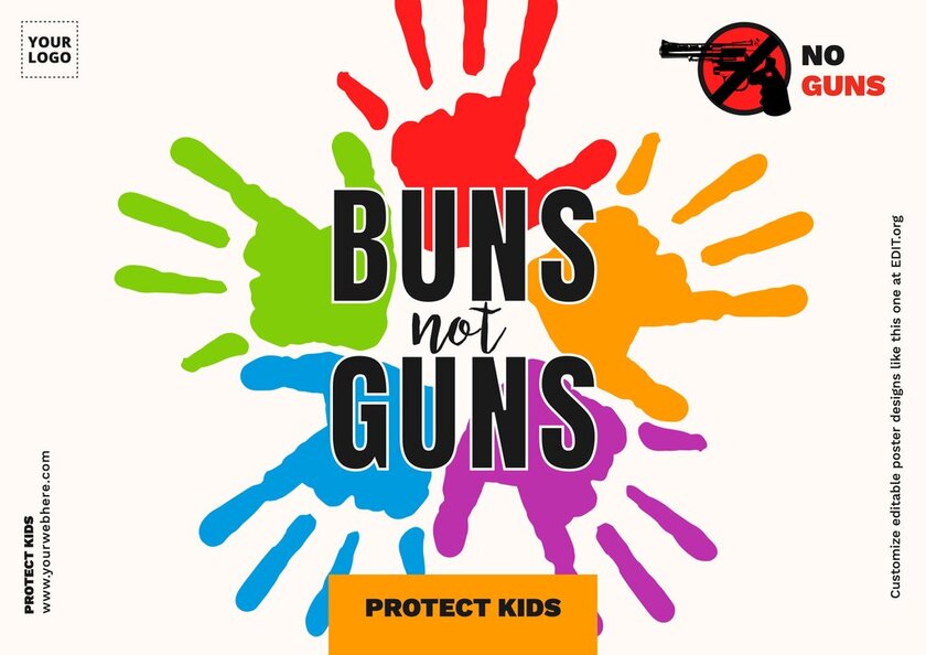 Free no more guns poster design to print