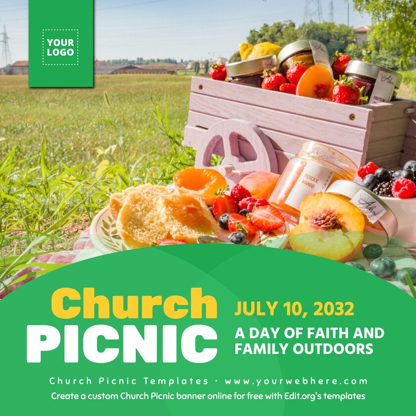 Customizable Church picnic banner with free images