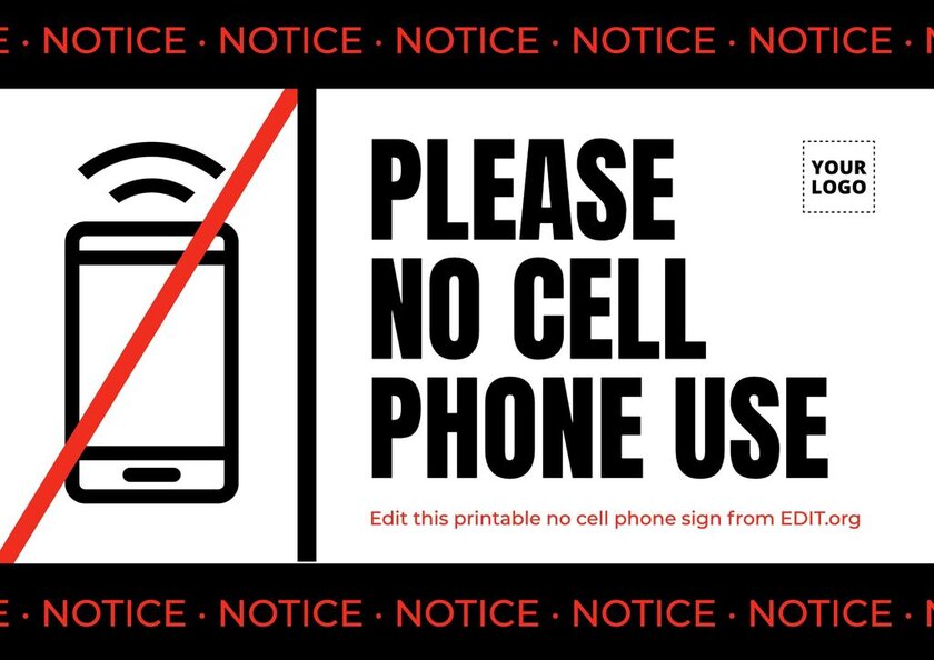 Schild zum Handyverbot, zum online Bearbeiten