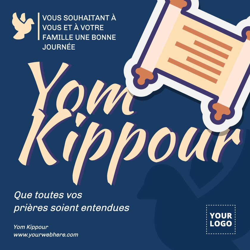 modèle de dépliant pour célébrer yom kippour bleu éditable en ligne