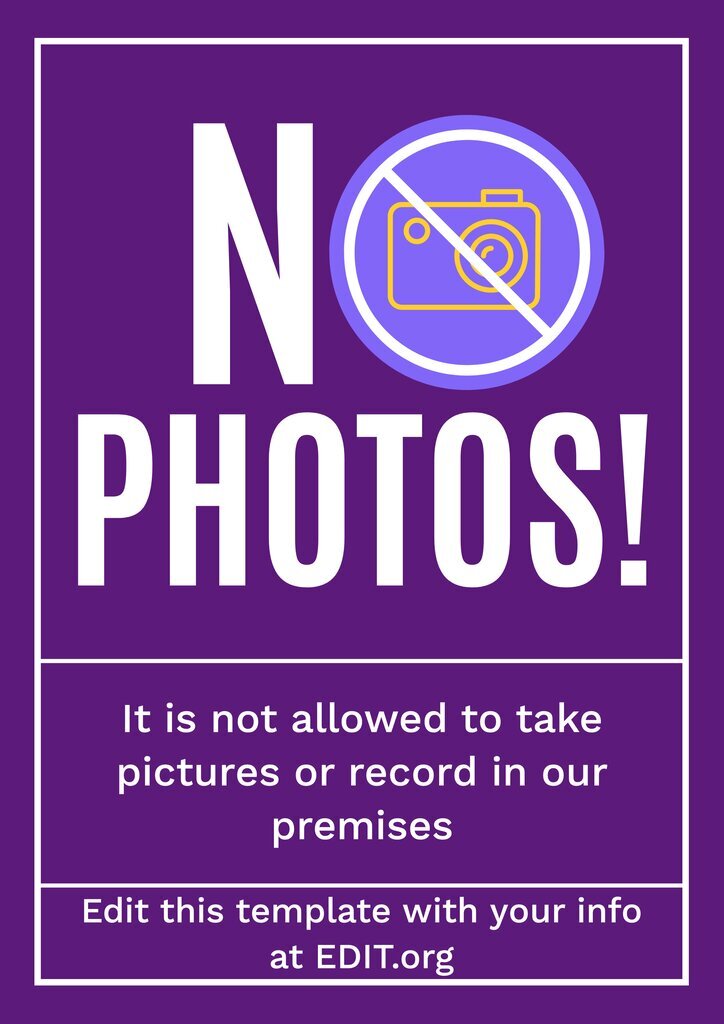 No photography please sign to customize online for free