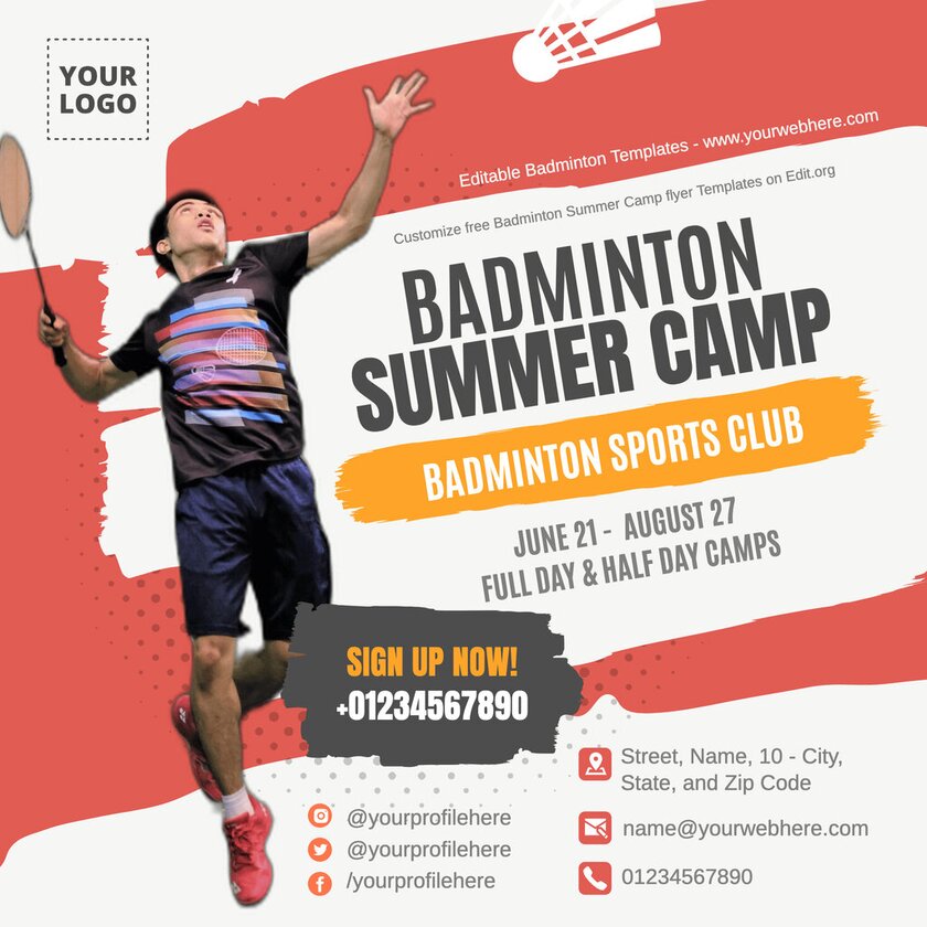 Badminton Tournament Flyer DIY Canva Badminton Tournament -  Portugal