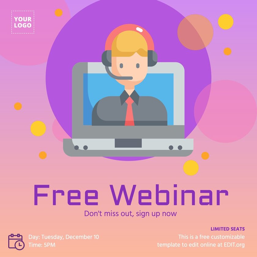 Free editable webinar design to be customed online for free