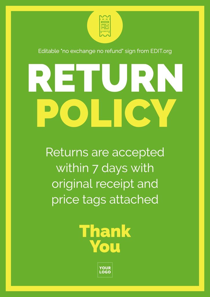Customizable refund policy conditions poster
