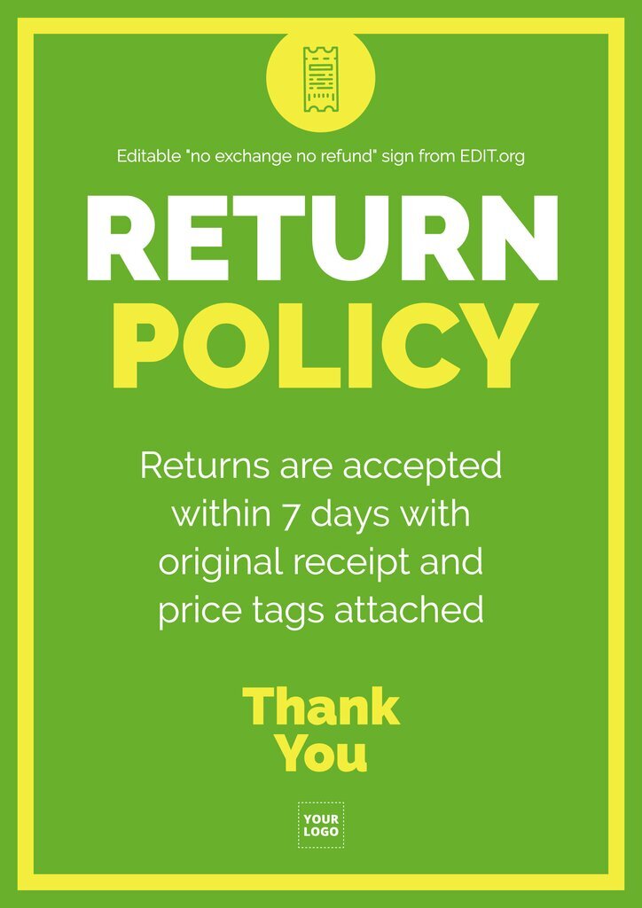 Customize a No Refund Policy sign for your business