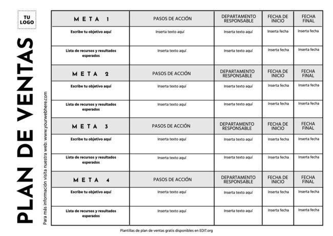 Plan De Trabajo De Ventas