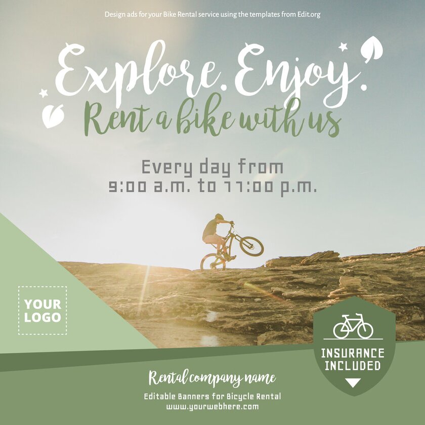 Creative template for bike rental services to customize online