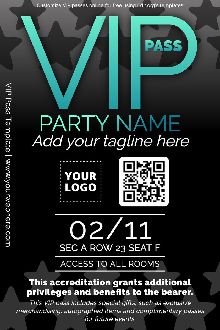 Customizable VIP backstage pass template free