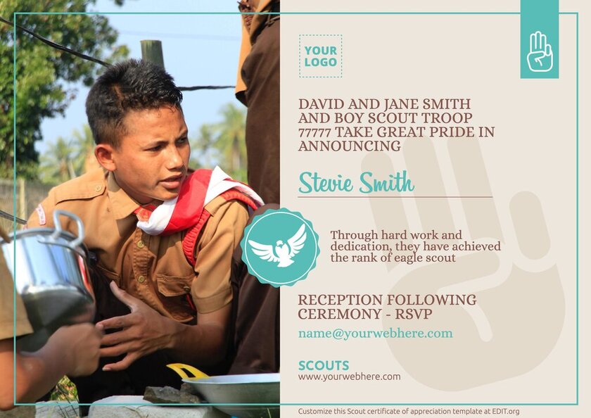 Scout service award certificate template
