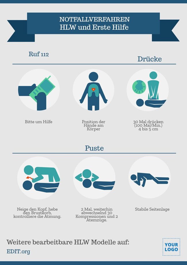 Druckbare Erste-Hilfe-Poster zum online bearbeiten