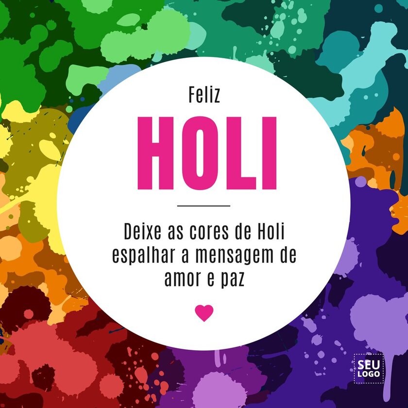 Flyer personalizavel que enaltece as cores do festival holi