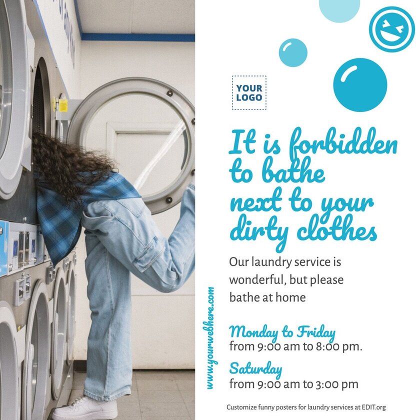Editable fun posters for laundromat