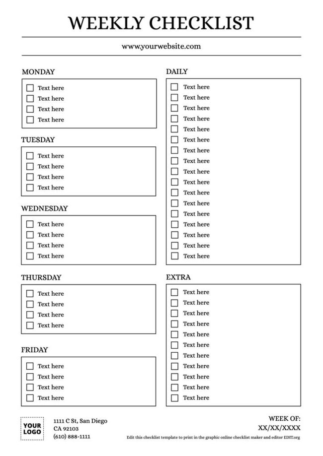 Online Editable Checklist Templates - Riset