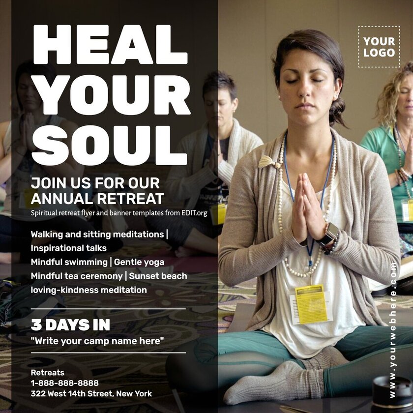 Customizable online flyers for spiritual retreats