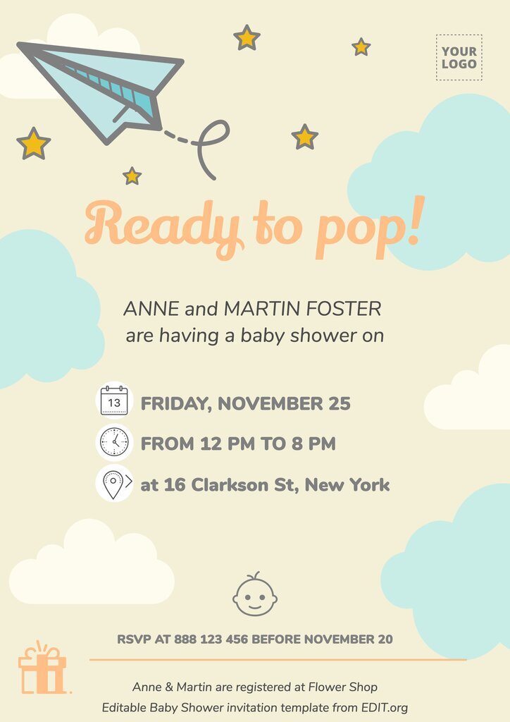 Inviti per baby shower modificabili