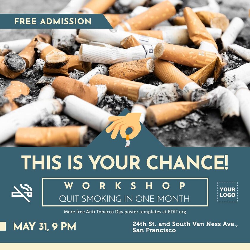 Free editable poster no tobacco day