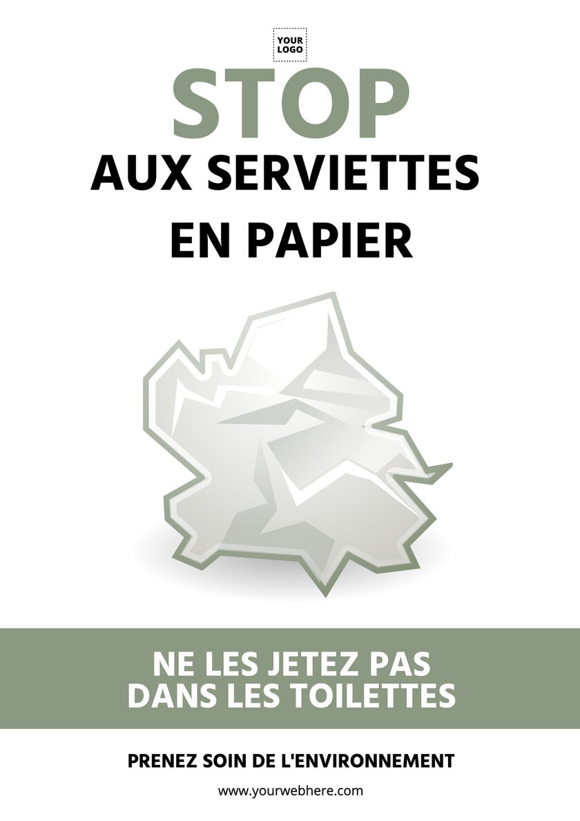 modèle d'affiche éditable en ligne pour stopper l'utilisation de serviettes en papier