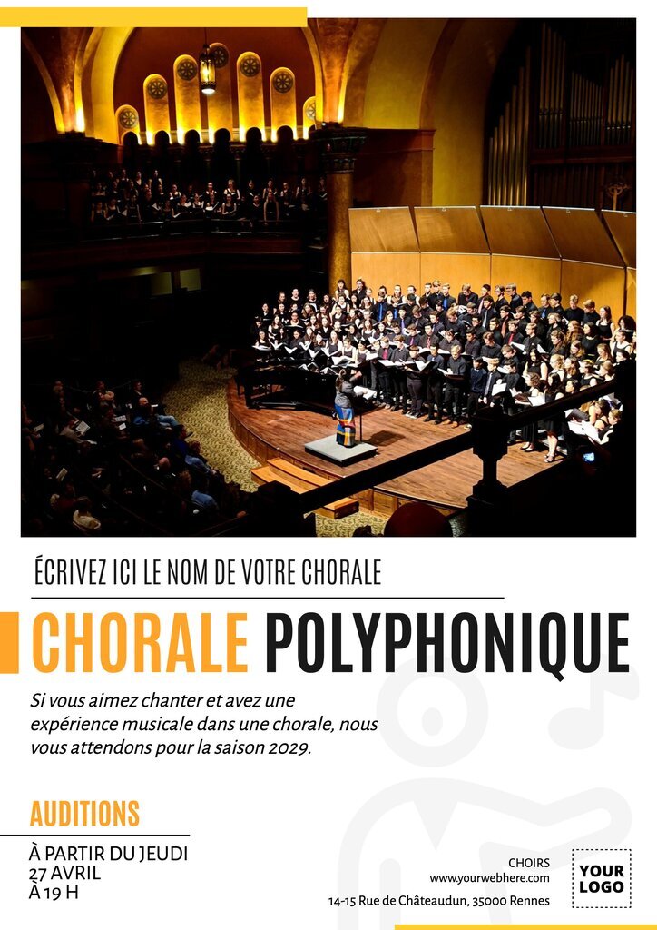 modèle éditable pour une chorale polyphonique avec vraie image