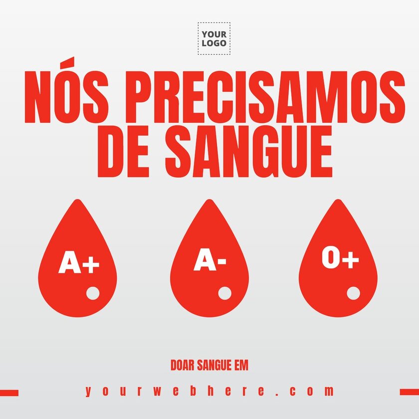 Modelo de banner editável online gratis para promover uma campanha de Doação de Sangue
