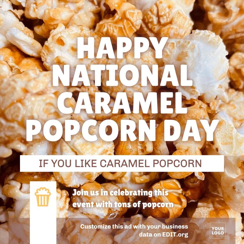 Editable banner to promote International Popcorn Day
