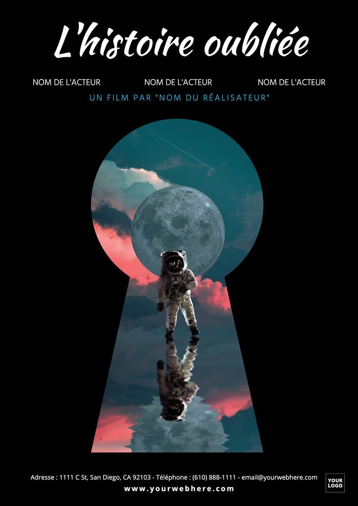 Affiche de Film avec astronaute et trou de serrure