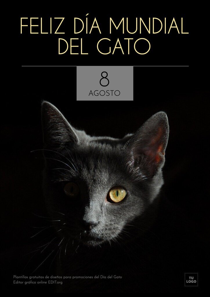 Diseño de plantilla para el Dia del Gato para editar online gratis