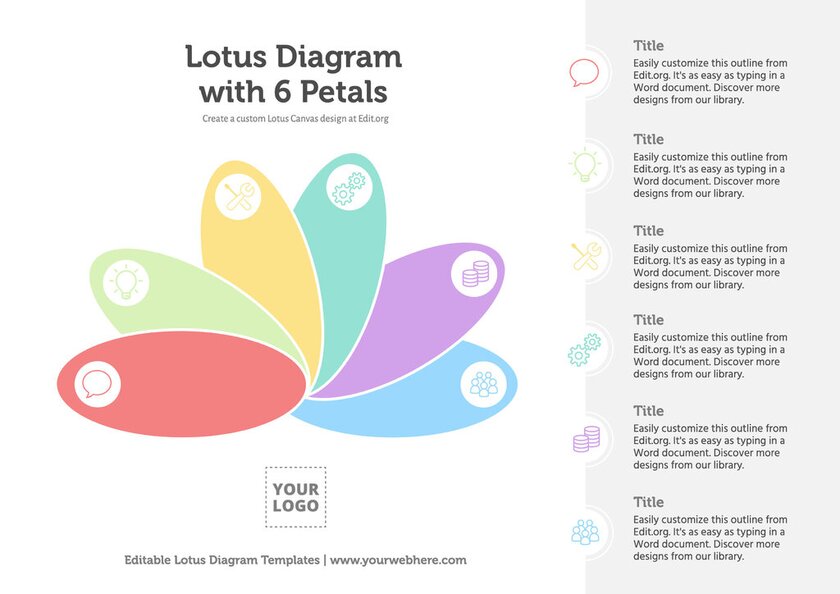 Printable Lotus Diagram with 6 petals to customize online