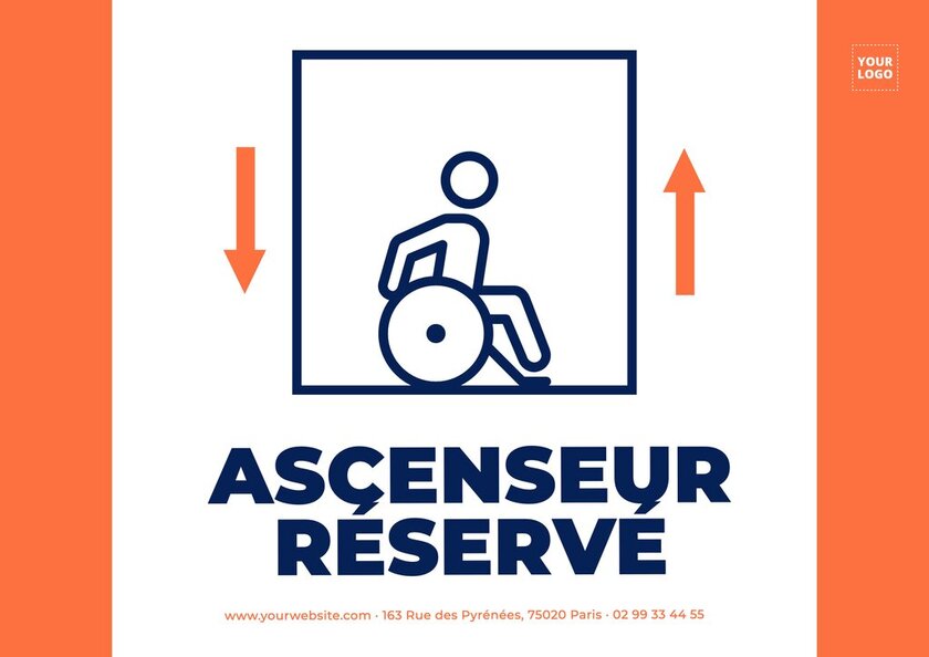 Design éditable de panneau ascenseur réservé pour les handicapés