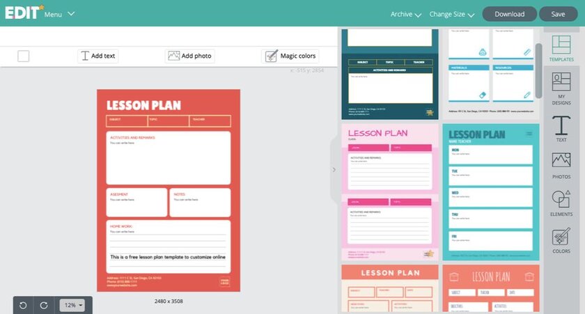 Daily lesson plan template editable online for schools