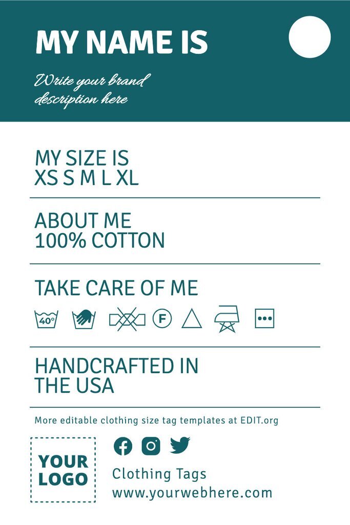 Downloadable inside clothing tag template