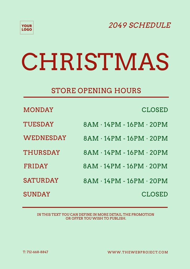 Opening Hours Templates Online