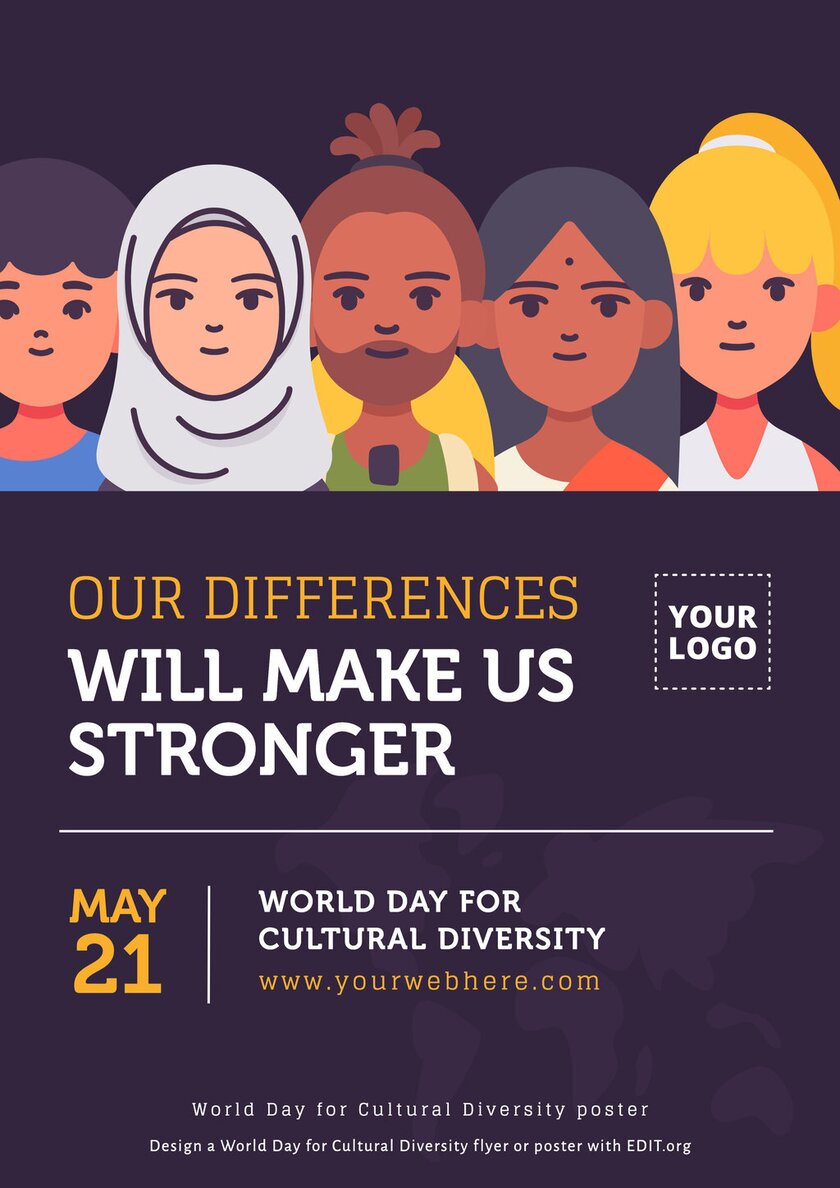 Free editable world cultural diversity day posters