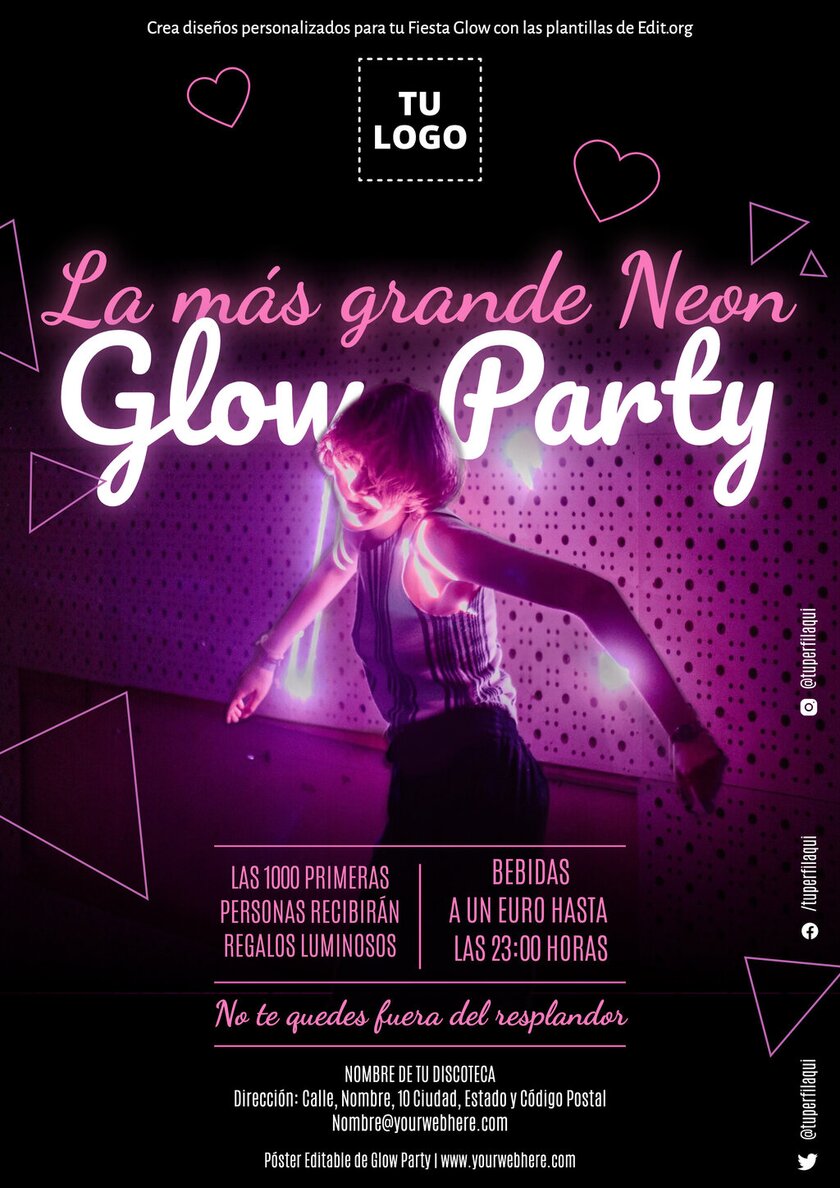 Plantilla de Neon Party flyer para editar gratis