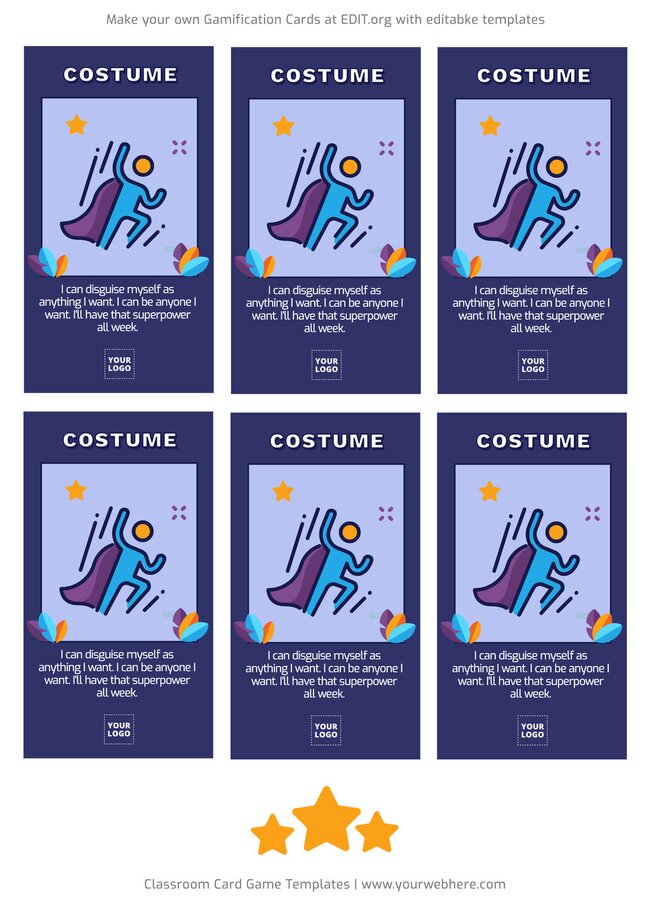 Editable Classroom Gamification Cards Editable Classroom Gamification Cards