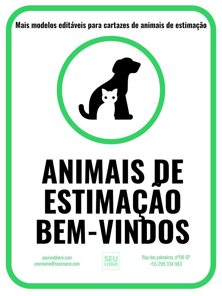 Cartaz editável e personalizável de animais bem-vindos