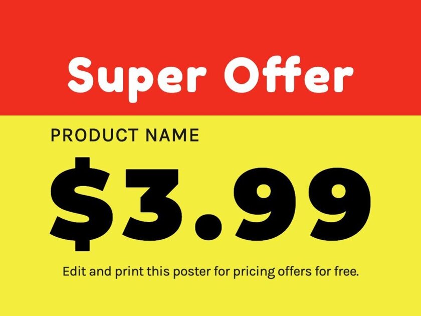 Edit this free editable poster for pricing offers