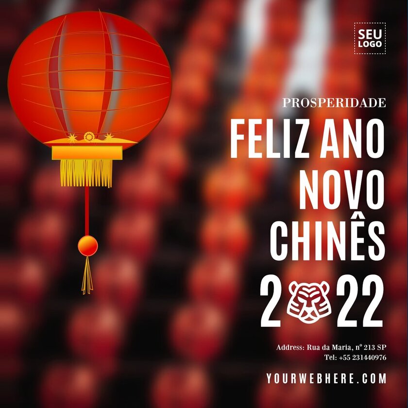 Banner personalizável a festejar o ano novo chinês