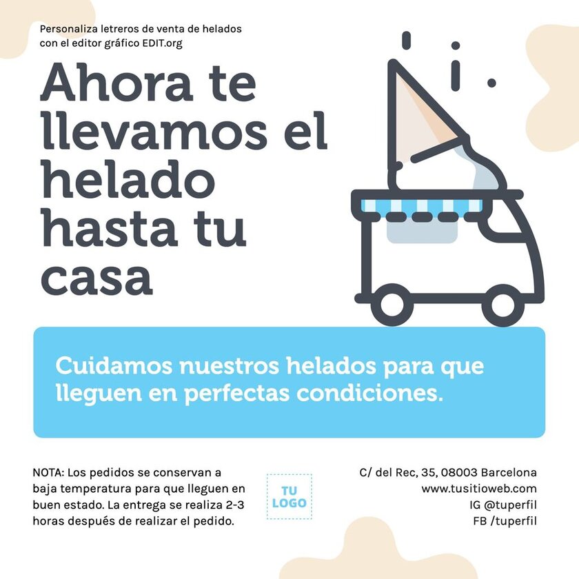Plantillas de folletos de heladerías imprimibles online