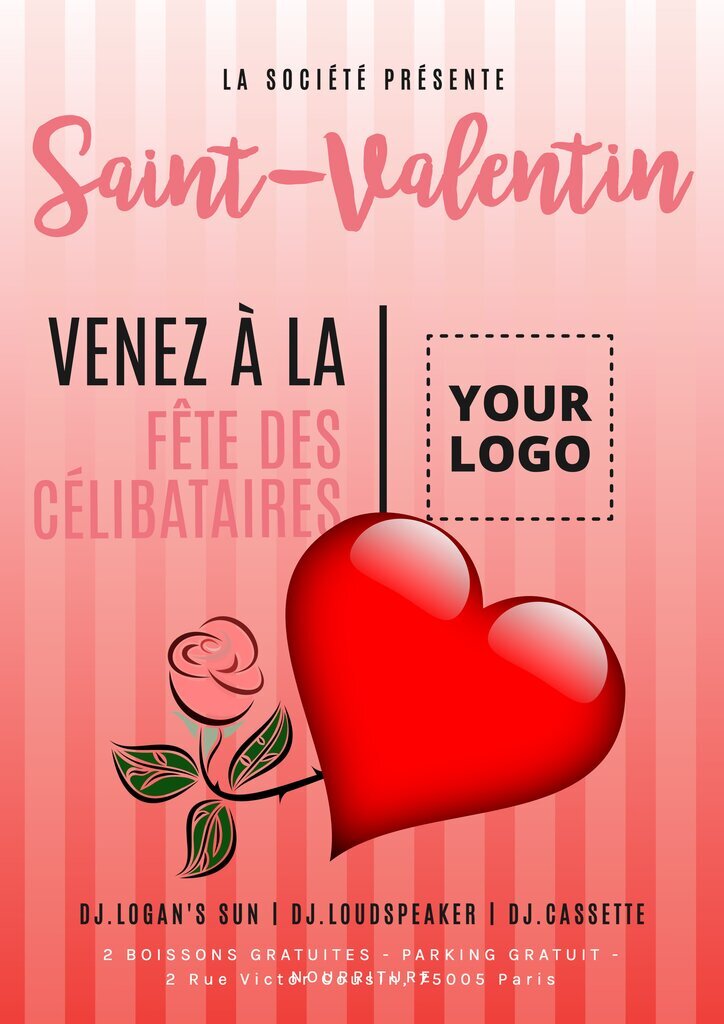flyer de saint valentin pour la fete des celibataires editable