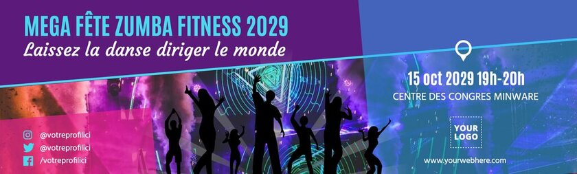 modele de banniere editable pour classe de zumba